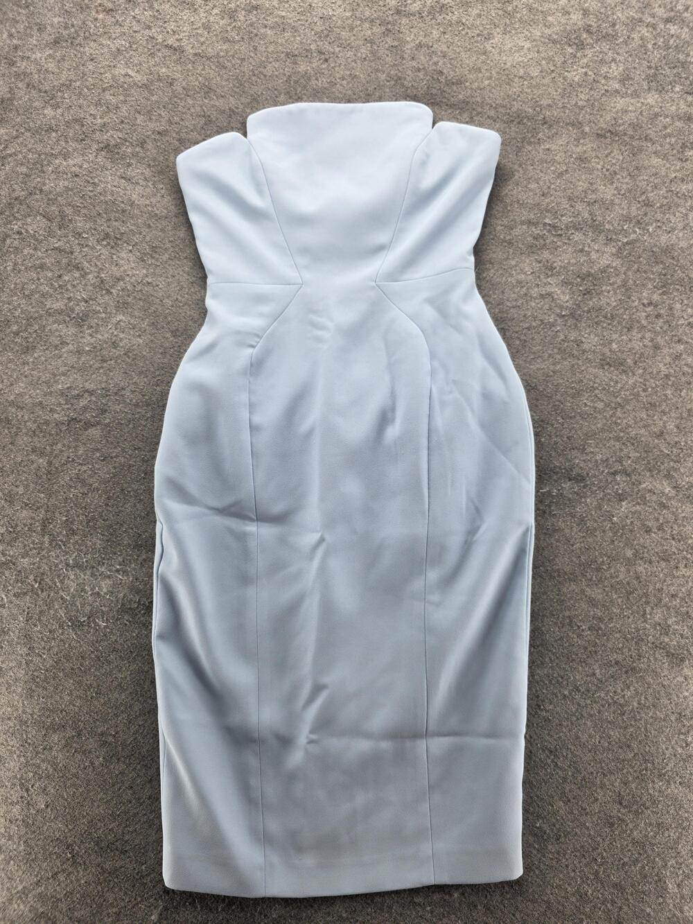 Jill Jill Stuart Dress Womens 0 Blue Strapless Sheath Midi Formal Cocktail Gown